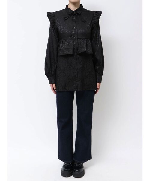 jouetie（ジュエティ）の「ジャカードフリルチュニックシャツ（シャツ/ブラウス・レディース・ブラック/アイボリー・MEDIUM）」の16枚目の写真