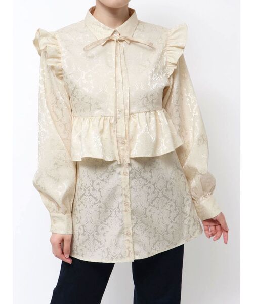 jouetie（ジュエティ）の「ジャカードフリルチュニックシャツ（シャツ/ブラウス・レディース・ブラック/アイボリー・MEDIUM）」の19枚目の写真