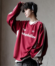 neos | 【neos】ルーズシルエット 配色ライン ドローコード ゲーム ロゴ刺繍 プルオーバー シャツ(スウェット)