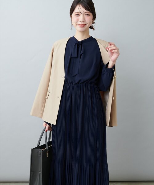 natural couture(ナチュラルクチュール)の「【WEB限定】オケージョン対応可 / ボータイリボンプリーツワンピース(ワンピース・レディース・ブルー/ネイビー/ミント/その他1・FREE)」の15枚目の写真