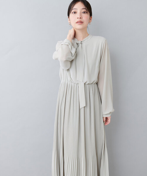 natural couture(ナチュラルクチュール)の「【WEB限定】オケージョン対応可 / ボータイリボンプリーツワンピース(ワンピース・レディース・ブルー/ネイビー/ミント/その他1・FREE)」の9枚目の写真