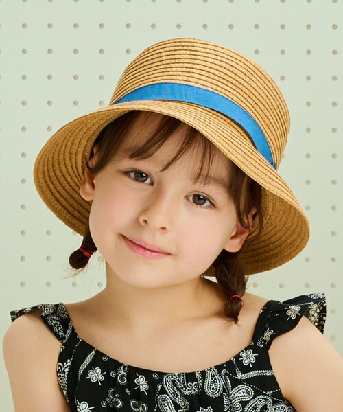 BEAMS mini（ビームスミニ）の「リボン ブレード ハット2025SS（52～54cm）（ハット・キッズ・ナチュラル/ブルー・ONE SIZE）」の2枚目の写真