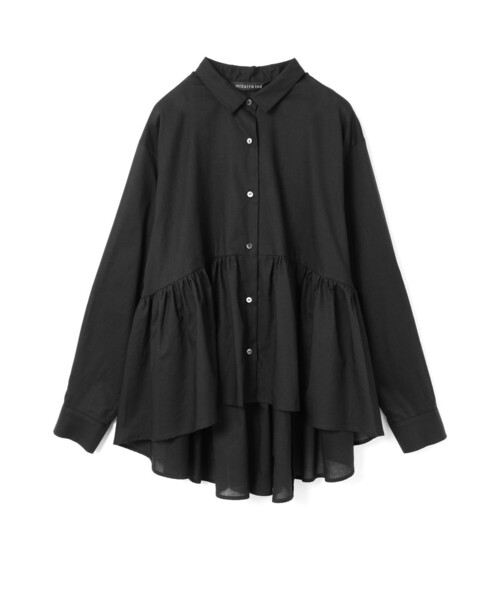 mizuiroind(ミズイロインド)の「mizuiro ind ウエストギャザーシャツ(シャツ/ブラウス・レディース・その他/ブラック/オフホワイト・FREE)」の2枚目の写真