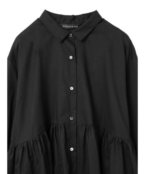 mizuiroind(ミズイロインド)の「mizuiro ind ウエストギャザーシャツ(シャツ/ブラウス・レディース・その他/ブラック/オフホワイト・FREE)」の14枚目の写真