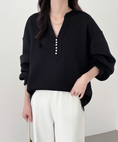 ABITOKYO(アビトーキョー)の「パールスキッパネック段ボールニットスウェットプルオーバー(スウェット・レディース・チャコールグレー/ブラック/アイボリー・M/L/XL)」の10枚目の写真