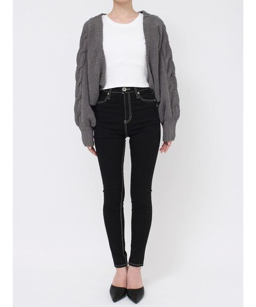 GYDA（ジェイダ）の「バルーンスリーブケーブルニットボレロ（カーディガン/ボレロ・レディース・ミント/チャコールグレー/オフホワイト/ピンク・FREE）」の9枚目の写真