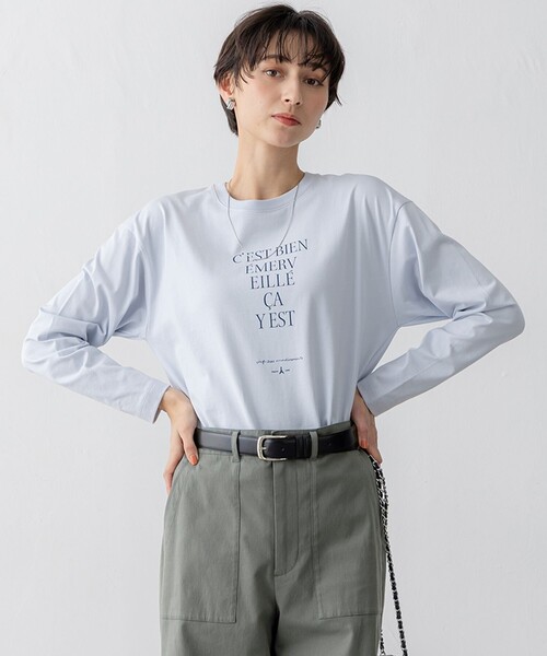23区(ニジュウサンク)の「【洗える】レタープリント ロンTEE(Tシャツ/カットソー・レディース・ホワイト系/ブラック系/サックスブルー系・40/38)」の3枚目の写真
