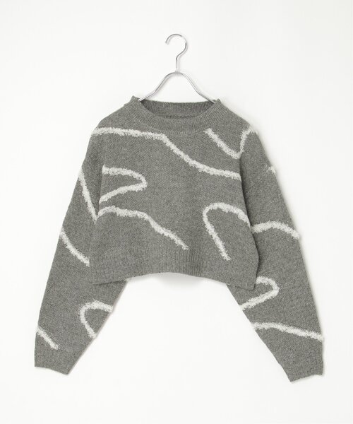 VENCEEXCHANGE(ヴァンスエクスチェンジ)の「ラインジャガードクロップドプルオーバー(ニット/セーター・レディース・ブラック/アイボリー/グレー・FREE)」の3枚目の写真