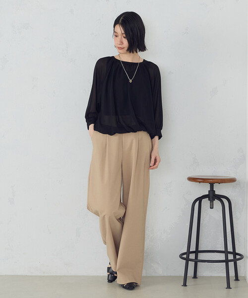COMME CA MODELS(コムサモデルズ)の「【美しいベーシックパンツ】ワイドシルエット チノパンツ(チノパンツ・レディース・ベージュ/ブラック/ホワイト/ライトグレー・SMALL/MEDIUM/LARGE/X-LARGE/X-SMALL)」の11枚目の写真