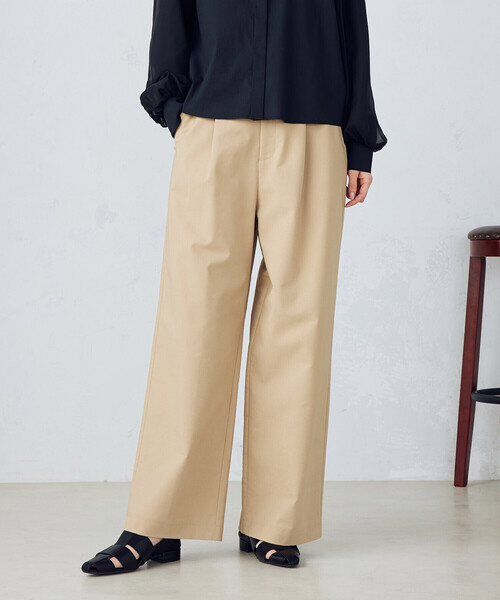 COMME CA MODELS(コムサモデルズ)の「【美しいベーシックパンツ】ワイドシルエット チノパンツ(チノパンツ・レディース・ベージュ/ブラック/ホワイト/ライトグレー・SMALL/MEDIUM/LARGE/X-LARGE/X-SMALL)」の4枚目の写真