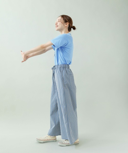 PAR ICI(パーリッシィ)の「ヤシの木 ハンドステッチ風Tシャツ(Tシャツ/カットソー・レディース・ホワイト/サックスブルー/グレー・FREE)」の12枚目の写真