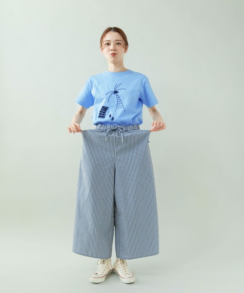 PAR ICI(パーリッシィ)の「ヤシの木 ハンドステッチ風Tシャツ(Tシャツ/カットソー・レディース・ホワイト/サックスブルー/グレー・FREE)」の11枚目の写真