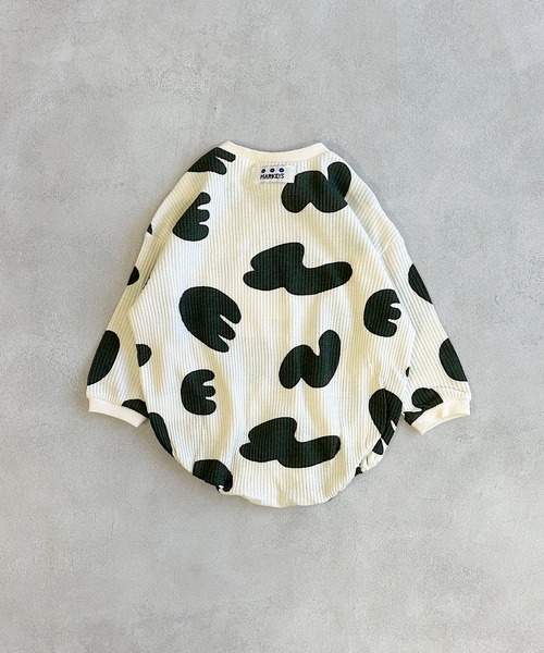 MARKEY'S（マーキーズ）の「総柄ワッフル長袖ボディシャツ（ロンパース・キッズ・ピンク/ライトグリーン/ブラック・70/80）」の6枚目の写真
