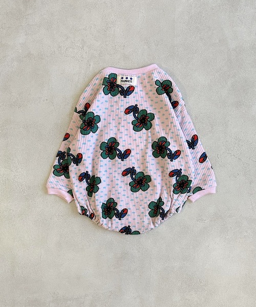 MARKEY'S（マーキーズ）の「総柄ワッフル長袖ボディシャツ（ロンパース・キッズ・ピンク/ライトグリーン/ブラック・70/80）」の7枚目の写真