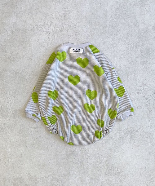 MARKEY'S（マーキーズ）の「総柄ワッフル長袖ボディシャツ（ロンパース・キッズ・ピンク/ライトグリーン/ブラック・70/80）」の8枚目の写真