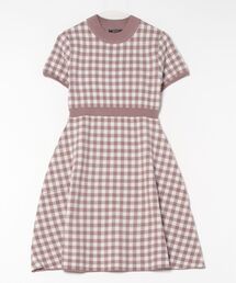 タグ付き　未使用　SWINGLE ギンガムチェックシャツカラーニットワンピース スウィングル SWINGLE ギンガムチェックシャツカラーニット