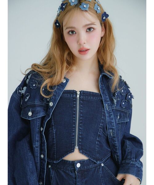 CALNAMUR（カルナムール）の「BACK RIBBON DENIM ALL IN ONE/バックリボンデニムオールインワン（つなぎ/オールインワン・レディース・ライトブルー/インディゴブルー・SMALL/MEDIUM）」の22枚目の写真
