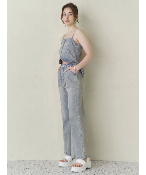 BACK RIBBON DENIM ALL IN ONE/バックリボンデニム