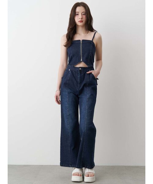新品　未使用　ドゥボンクール　オールインワン　デニム　今期 CALNAMUR（カルナムール）の「BACK RIBBON DENIM ALL IN ONE