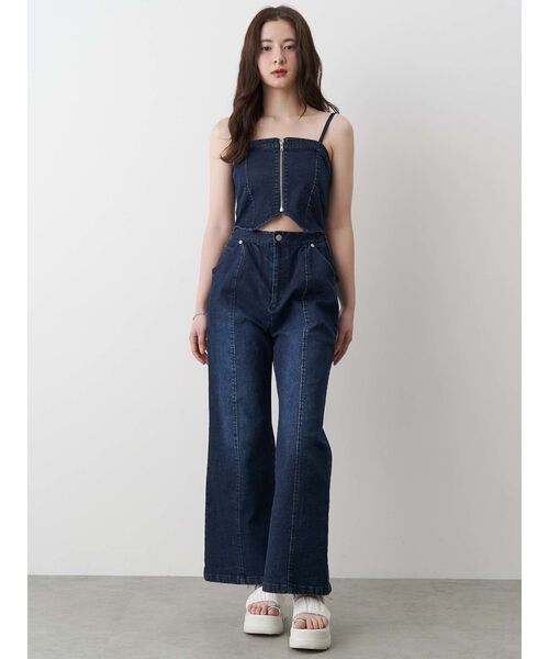 BACK RIBBON DENIM ALL IN ONE/バックリボンデニム