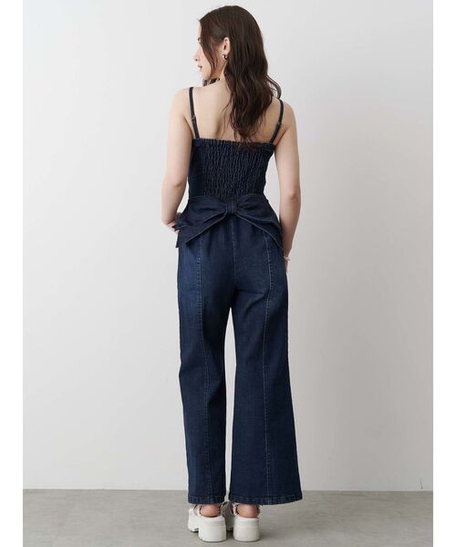 セール】BACK RIBBON DENIM ALL IN ONE/バックリボンデニム
