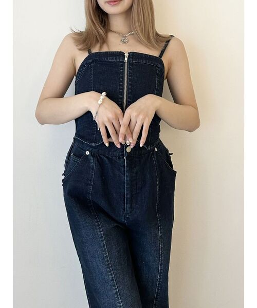 BACK RIBBON DENIM ALL IN ONE/バックリボンデニム