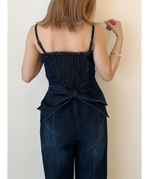 セール】BACK RIBBON DENIM ALL IN ONE/バックリボンデニム