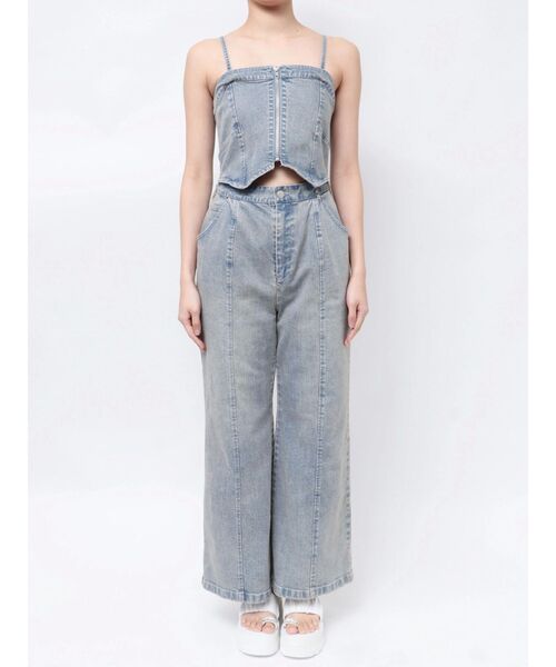 CALNAMUR（カルナムール）の「BACK RIBBON DENIM ALL IN ONE/バックリボンデニムオールインワン（つなぎ/オールインワン・レディース・ライトブルー/インディゴブルー・SMALL/MEDIUM）」の10枚目の写真
