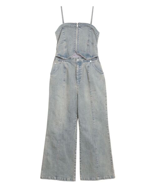 BACK RIBBON DENIM ALL IN ONE/バックリボンデニム