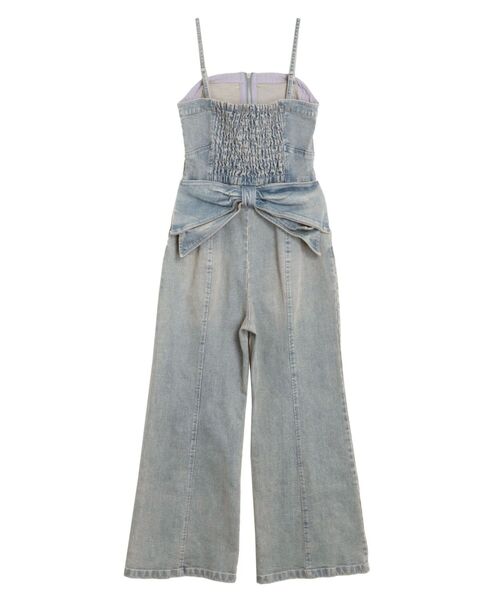 セール】BACK RIBBON DENIM ALL IN ONE/バックリボンデニム