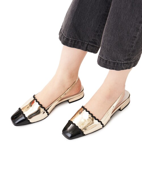 SY UNITED ARROWS（シーユナイテッドアローズ）の「＜SY＞ダブルウェーブバックベルト フラット20●↑（パンプス・レディース・ライトブルー/ブラック/ゴールド・24.5cm/24cm/23.5cm/23cm/22.5cm/22cm/25cm）」の19枚目の写真