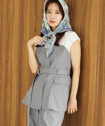 mysty woman | 【セットアップ着用可】ビスチェレイヤードフレンチスリーブプルオーバー  320390(Tシャツ/カットソー)