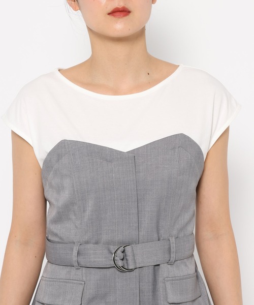 mysty woman(ミスティウーマン)の「【セットアップ着用可】ビスチェレイヤードフレンチスリーブプルオーバー 320390(Tシャツ/カットソー・レディース・アイボリー/チャコールグレー/グレー・FREE)」の15枚目の写真