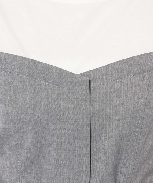 mysty woman(ミスティウーマン)の「【セットアップ着用可】ビスチェレイヤードフレンチスリーブプルオーバー 320390(Tシャツ/カットソー・レディース・アイボリー/チャコールグレー/グレー・FREE)」の19枚目の写真