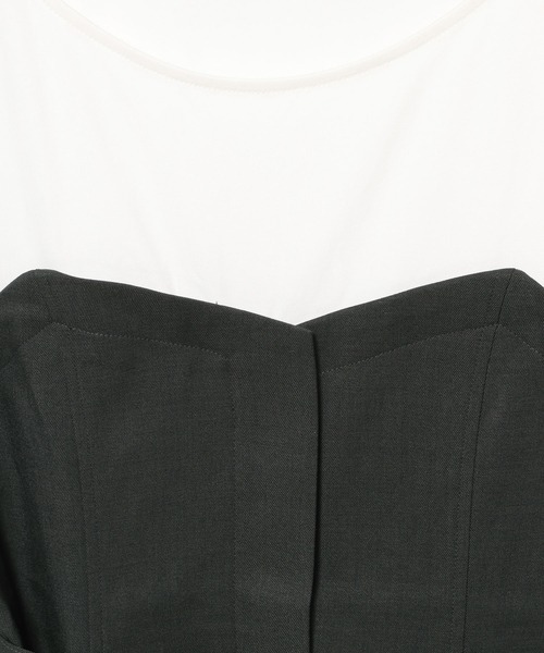 mysty woman(ミスティウーマン)の「【セットアップ着用可】ビスチェレイヤードフレンチスリーブプルオーバー 320390(Tシャツ/カットソー・レディース・アイボリー/チャコールグレー/グレー・FREE)」の20枚目の写真