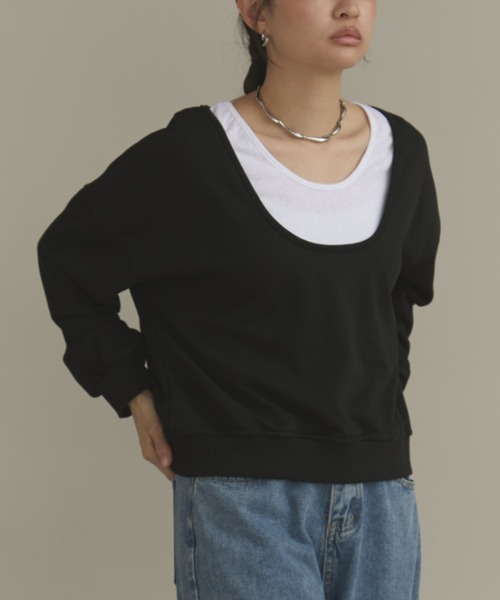 MERLOT(メルロー)の「レイヤードスウェット(スウェット・レディース・ネイビー/グレー/ブラック・FREE)」の2枚目の写真
