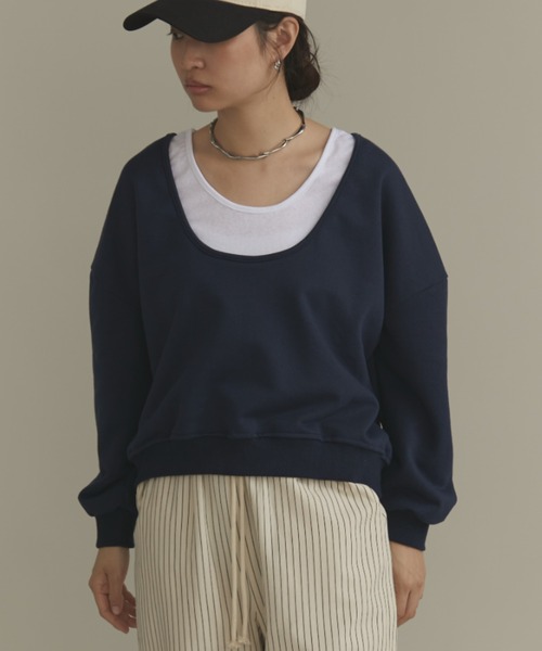 MERLOT(メルロー)の「レイヤードスウェット(スウェット・レディース・ネイビー/グレー/ブラック・FREE)」の16枚目の写真