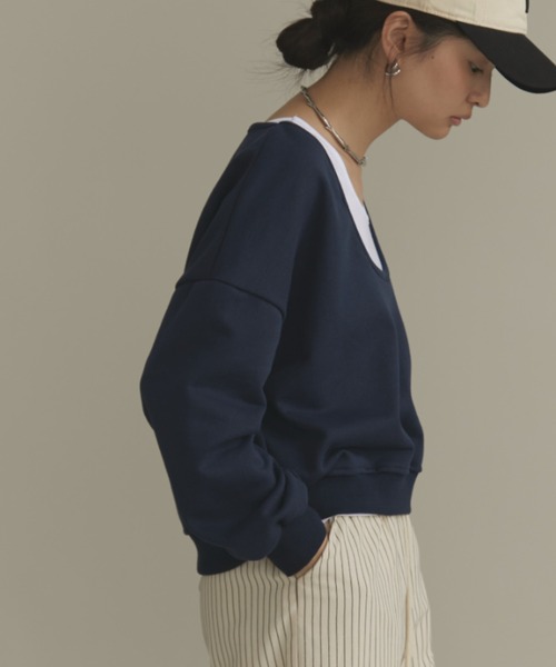 MERLOT(メルロー)の「レイヤードスウェット(スウェット・レディース・ネイビー/グレー/ブラック・FREE)」の17枚目の写真
