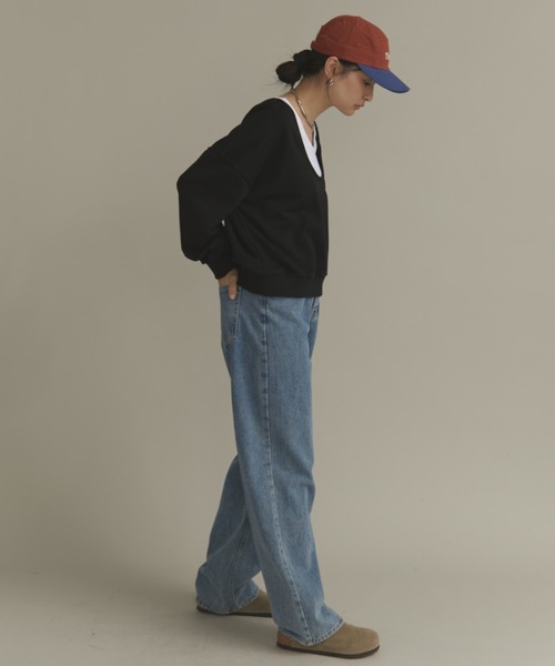 MERLOT(メルロー)の「レイヤードスウェット(スウェット・レディース・ネイビー/グレー/ブラック・FREE)」の4枚目の写真