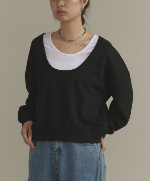 MERLOT(メルロー)の「レイヤードスウェット(スウェット・レディース・ネイビー/グレー/ブラック・FREE)」の19枚目の写真
