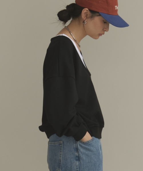 MERLOT(メルロー)の「レイヤードスウェット(スウェット・レディース・ネイビー/グレー/ブラック・FREE)」の21枚目の写真