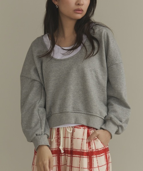 MERLOT(メルロー)の「レイヤードスウェット(スウェット・レディース・ネイビー/グレー/ブラック・FREE)」の5枚目の写真