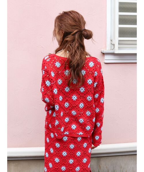 Ungrid(アングリッド)の「ビーズコンビニットカーデ(カーディガン/ボレロ・レディース・チャコールグレー/レッド・FREE)」の18枚目の写真