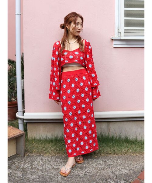 Ungrid(アングリッド)の「ビーズコンビニットカーデ(カーディガン/ボレロ・レディース・チャコールグレー/レッド・FREE)」の15枚目の写真