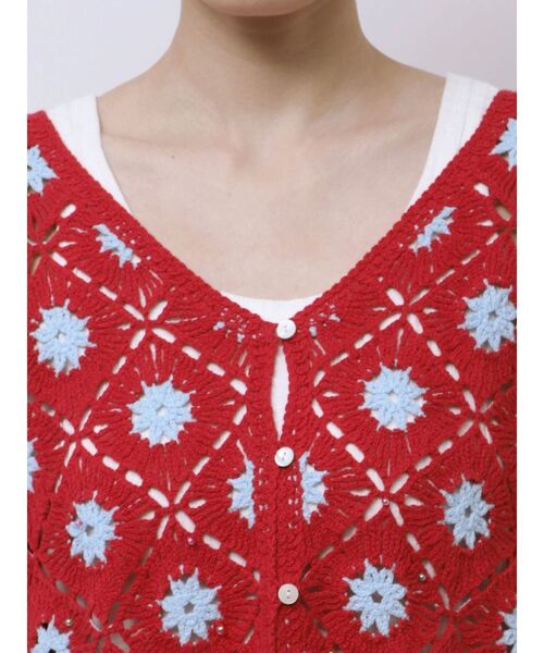 Ungrid(アングリッド)の「ビーズコンビニットカーデ(カーディガン/ボレロ・レディース・チャコールグレー/レッド・FREE)」の9枚目の写真