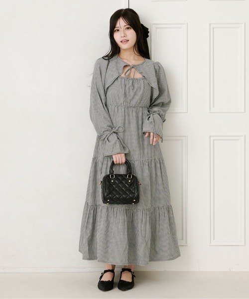 セール】ギンガムティアードワンピース（ワンピース）｜apres