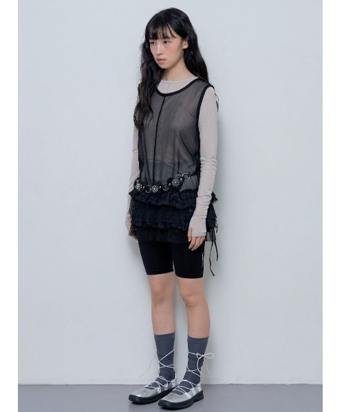 FANCY CLUB(ファンシークラブ)の「A'GEM/9 × .kom 『 FANCY CLUB/ファンシークラブ』 DOT LAYERED DRESS/ドットレイヤードドレス(チュニック・レディース・ブラック/ホワイト・FREE)」の13枚目の写真