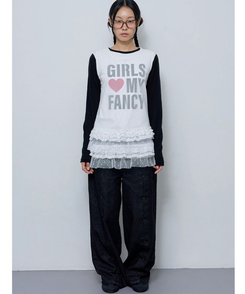FANCY CLUB(ファンシークラブ)の「A'GEM/9 × .kom 『 FANCY CLUB/ファンシークラブ』 DOT LAYERED DRESS/ドットレイヤードドレス(チュニック・レディース・ブラック/ホワイト・FREE)」の6枚目の写真