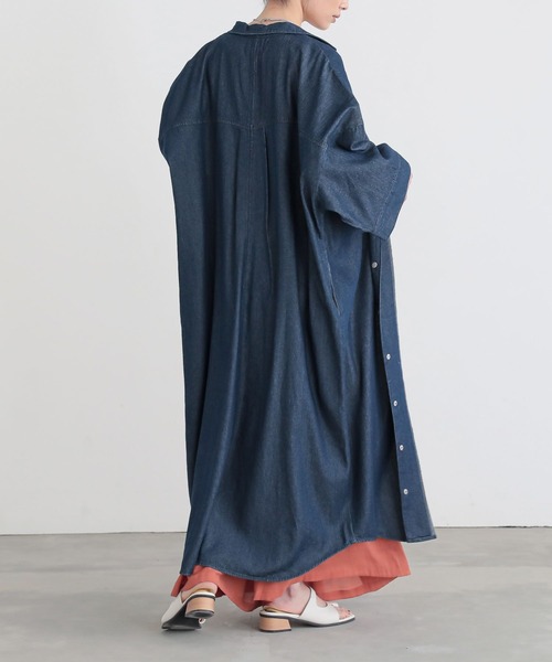 n'OrLABEL（ノアールレーベル）の「『オープンカラーデニムワンピース』（シャツワンピース・レディース・ネイビー/ライトベージュ/ブルー・FREE）」の9枚目の写真