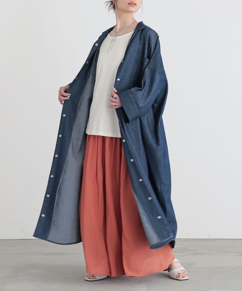 n'OrLABEL（ノアールレーベル）の「『オープンカラーデニムワンピース』（シャツワンピース・レディース・ネイビー/ライトベージュ/ブルー・FREE）」の11枚目の写真